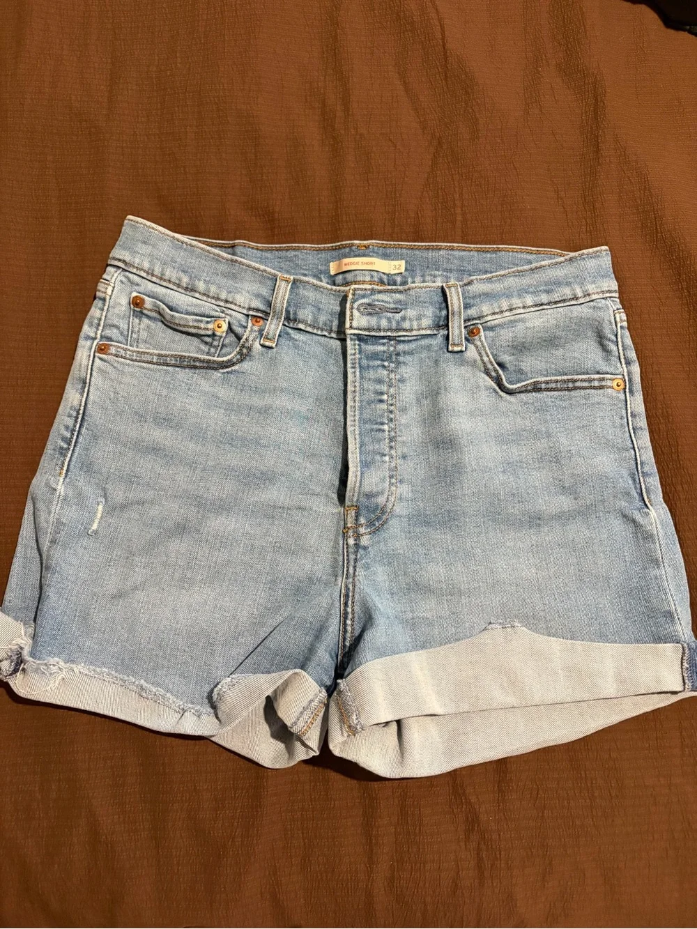 Light Wash Denim Roll-Hem Women's Shorts